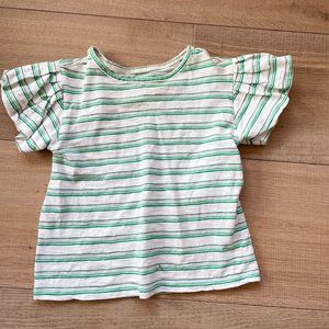 Girls Green, pink, and white striped T shirt